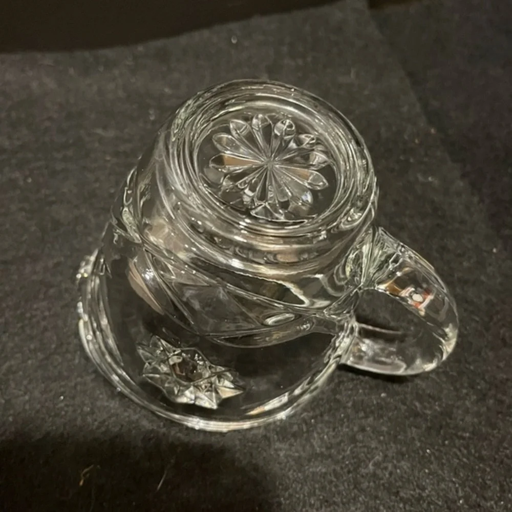 Vintage Anchor Hocking Prescut Clear Star of David pattern creamer pitcher